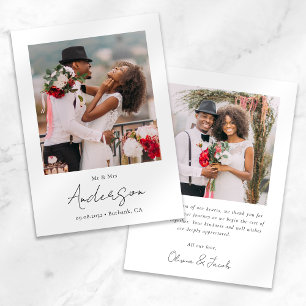 Carte De Remerciements Mariage photo de script moderne