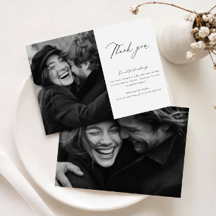 Carte De Remerciements Mariage photo de script moderne minimaliste