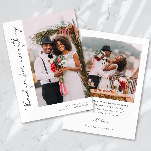 Carte De Remerciements Mariage photo de script romantique (Créateur téléchargé)