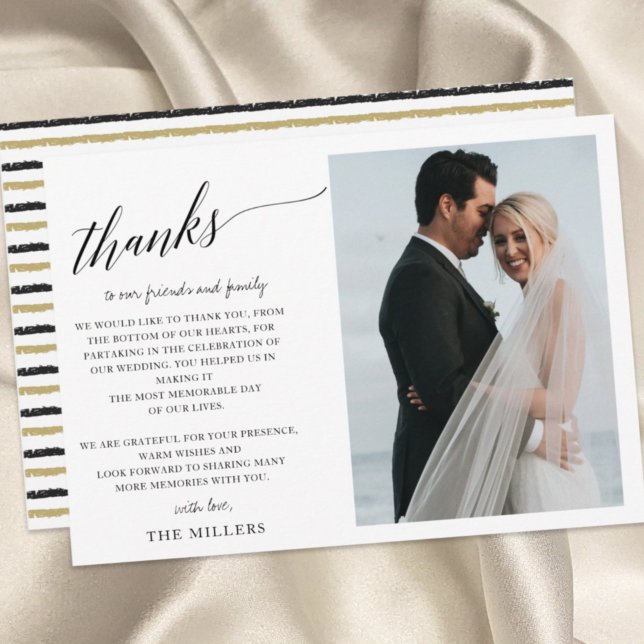 Carte De Remerciements Mariage photo de script simple et lettres main (Créateur téléchargé)