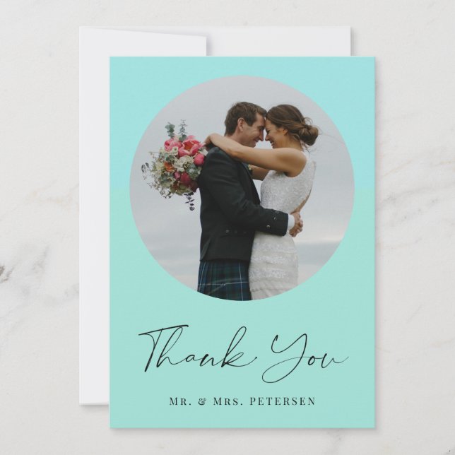 Carte De Remerciements Mariage photo de script simple et moderne (Devant)