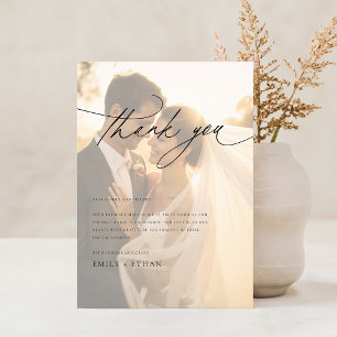 Carte De Remerciements Mariage photo de superposition de script moderne