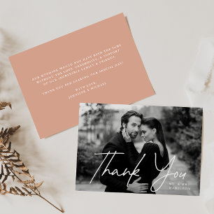 Carte De Remerciements Mariage photo décontracté Script Terracotta