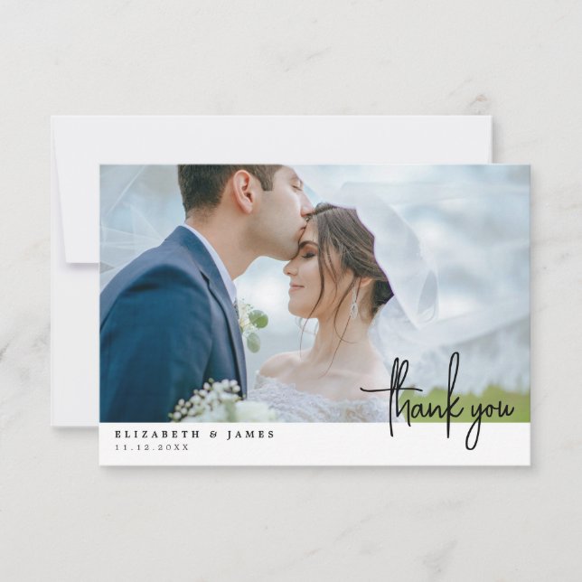 Carte de remerciements Mariage photo double face (Devant)
