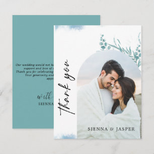Carte De Remerciements Mariage photo Dusty Blue Greenery Wild Meadow