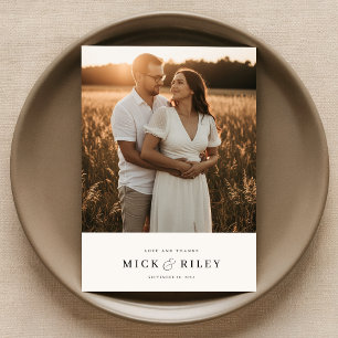 Carte De Remerciements Mariage photo élégant minimaliste