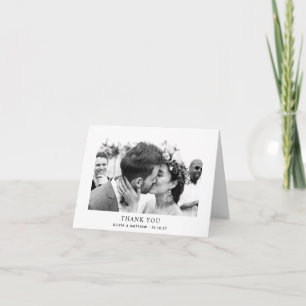 Carte De Remerciements Mariage photo élégant simple propre noir et blanc