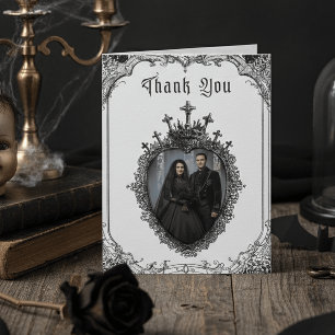 Carte De Remerciements Mariage photo élégant vintage gothique toile noire