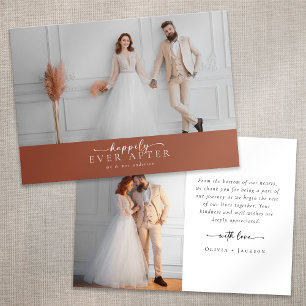 Carte De Remerciements Mariage photo en terre cuite orange brûlé