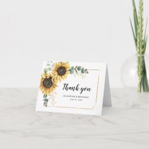 Carte De Remerciements Mariage photo floral de tournesol Eucalyptus