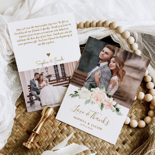 Carte De Remerciements Mariage photo floral Pnk