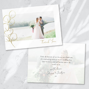 Carte De Remerciements Mariage photo Gold Eucalyptus