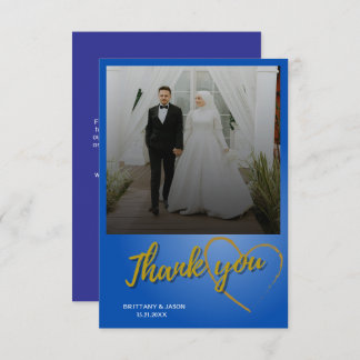 Carte de remerciements Mariage photo Gold Script