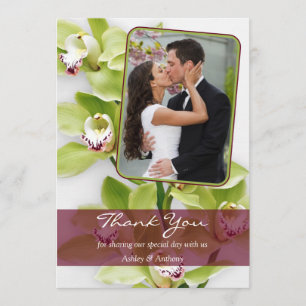 Carte de remerciements Mariage photo Green Orchid
