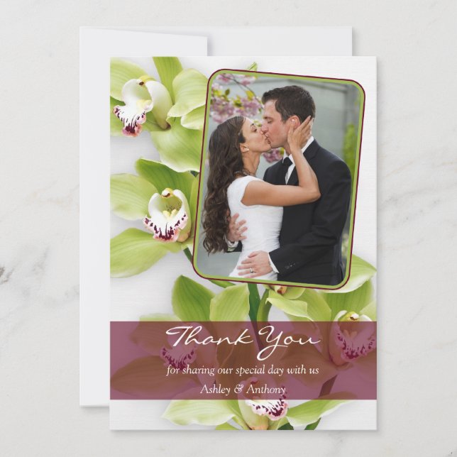 Carte de remerciements Mariage photo Green Orchid (Devant)