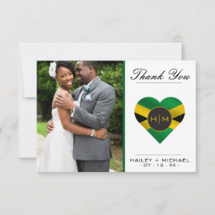 Carte De Remerciements Mariage photo jamaïcain Drapeau caraïbe