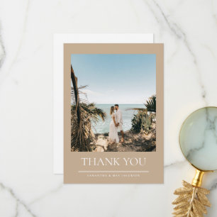 Carte De Remerciements Mariage photo Khaki Simple Couple