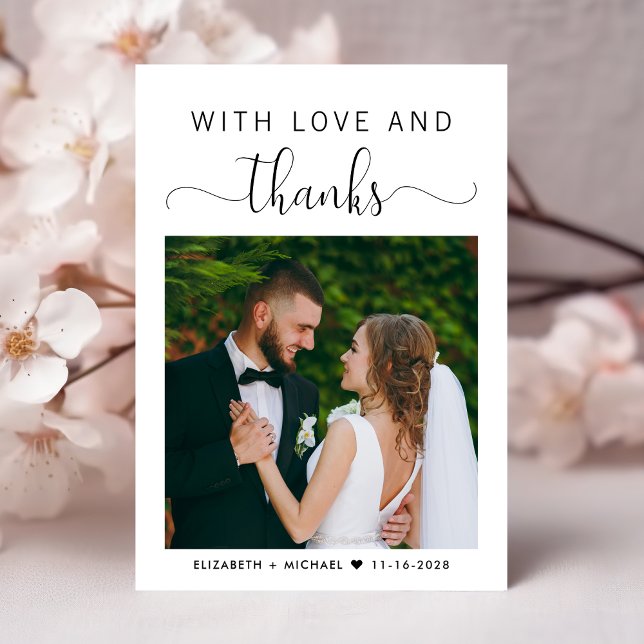 Carte De Remerciements Mariage Photo Love And Thanks (Créateur téléchargé)