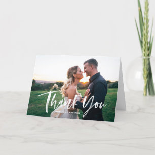 Carte De Remerciements Mariage photo majuscule blanc