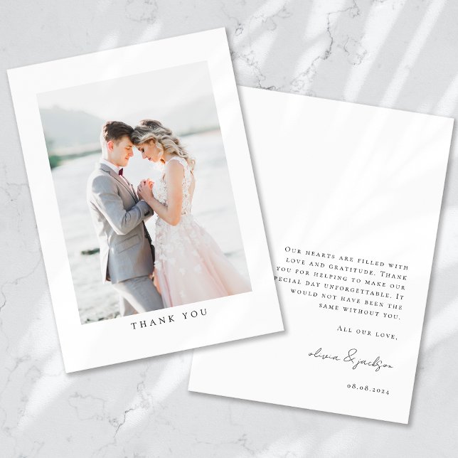 Carte De Remerciements Mariage photo minimaliste (Créateur téléchargé)