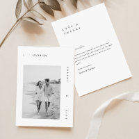 Carte de remerciements Mariage photo minimaliste
