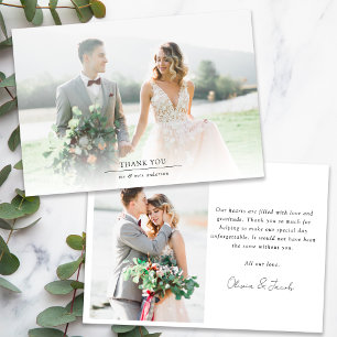 Carte De Remerciements Mariage photo minimaliste 2