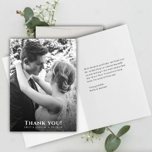Carte De Remerciements Mariage photo minimaliste B&W