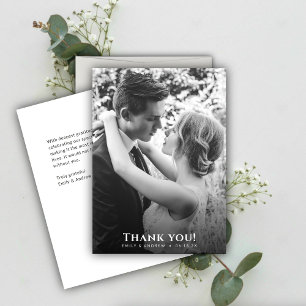 Carte De Remerciements Mariage photo minimaliste B&W