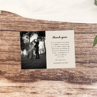 Carte De Remerciements Mariage photo minimaliste Beige