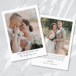 Carte De Remerciements Mariage photo minimaliste du meilleur jour jamais