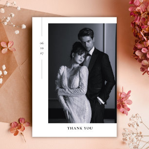 Carte De Remerciements Mariage photo minimaliste moderne noir et blanc