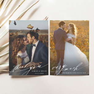 Carte De Remerciements Mariage photo minimaliste moderne Script 2