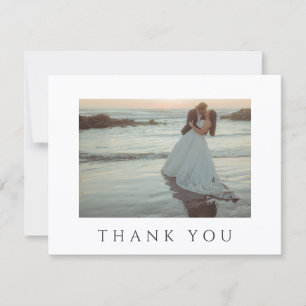 Carte De Remerciements Mariage photo minimaliste noir et blanc moderne