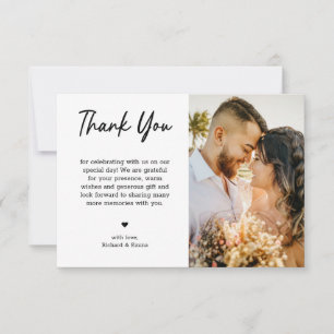 Carte De Remerciements Mariage Photo Minimaliste Tendance Typographie Noi