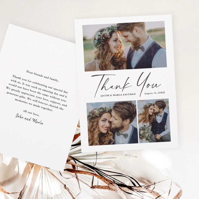 Carte De Remerciements Mariage photo Modern Script 3 (Créateur téléchargé)