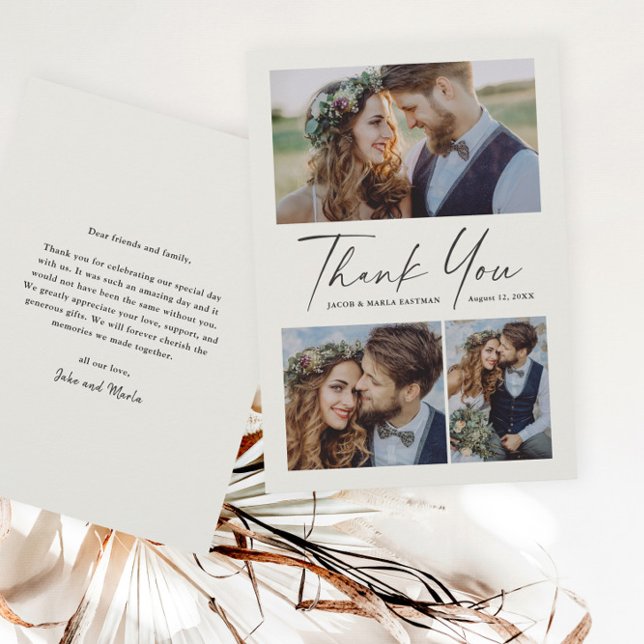 Carte De Remerciements Mariage photo Modern Script 3 (Créateur téléchargé)