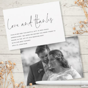 Carte De Remerciements Mariage photo Modern Script Love Thanks