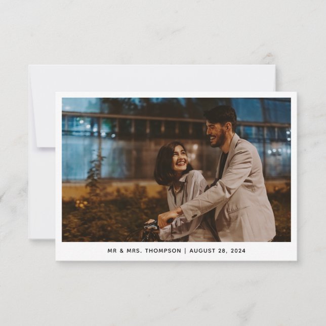 Carte De Remerciements Mariage photo moderne (Devant)