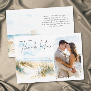Carte De Remerciements Mariage photo moderne aquarelle de plage côtière