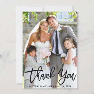 Carte De Remerciements Mariage Photo Moderne Brush Script
