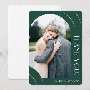 Carte De Remerciements Mariage photo moderne Emerald Green et Gold