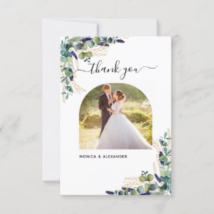 Carte De Remerciements Mariage photo moderne Eucalyptus verdure