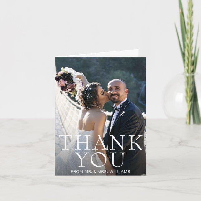 Carte De Remerciements Mariage photo moderne simple (Devant)