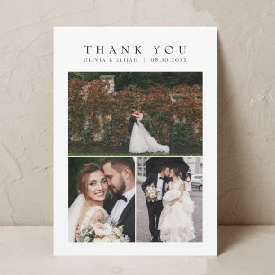 Carte De Remerciements Mariage photo multiphoto simple et moderne W Note
