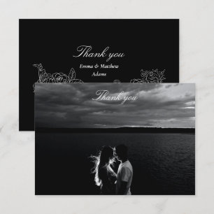 Carte De Remerciements Mariage photo noir et blanc romantique