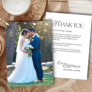 Carte De Remerciements Mariage Photo Nostalgique Type Amour et Gratitude