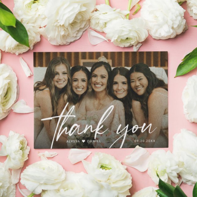 Carte De Remerciements Mariage photo personnalisé moderne Bridesmaid (Custom Wedding bridesmaid thank you photo card.)