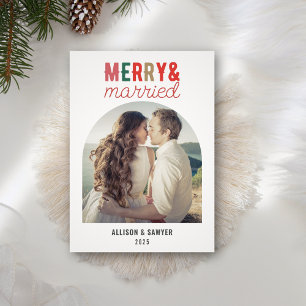 Carte De Remerciements Mariage photo Retro Merry & Married Arch