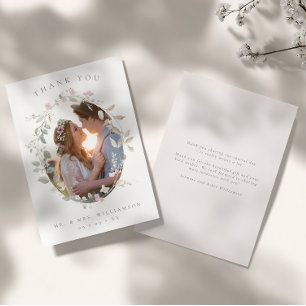Carte De Remerciements Mariage photo Romantic Blush Floral Wreath