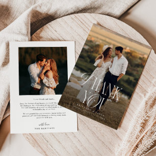 Carte De Remerciements Mariage photo rustique Elegance